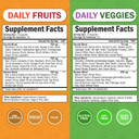 Daily Fruits And Veggies Supplement For Women And Men - 47 Whole Food Fruits And Vegetables - Diverse Natural Balance Of Vitamins Minerals And Noni - 180 Fruit Capsules, 180 Veggie Capsules (2 Pack)