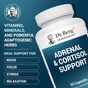 Dr. Berg Adrenal & Cortisol Capsules - Adrenal Supplement & Cortisol Manager - Mood, Focus, Relaxation And Stress Support - Adrenal Supplements With Ashwagandha Extracts - 60 Capsules