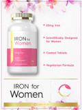 Carlyle Iron For Women 65Mg | 300 Coated Tablets | Vegetarian, Non-Gmo & Gluten Free Supplement