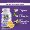 Magnesium Glycinate Complex 1000Mg With L-Theanine 200Mg Apigenin 50Mg Citrate Taurate Supplement - 5-Htp Gaba Passion Flower Lemon Balm L-Glycine Phosphatidylserine Ashwagandha - 60 Count