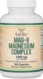 Magnesium Complex Supplement 180 Capsules (436Mg Elemental Magnesium Provided By 2,300Mg Of Eight Different Forms Of Magnesium) Mag-8 Provides 100% Daily Recommended Value Of Magnesium By Double Wood