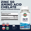 Kal Zinc 50Mg Amino Acid Chelate, Immune Support Supplement, Healthy Metabolism And Immune System Formula, Enhanced Absorption, Vegan, Gluten Free, 60-Day Money Back Guarantee, 90 Servings, 90 Tablets