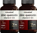 Naturebell 2 Pack Zinc Quercetin With Vitamin C & D3, 120 Capsules, Quercetin 1000Mg, 4 In 1 Zinc 50Mg, Vitamin C 250Mg, Vitamin D3 5000 Iu - Advanced Immune Defense, Zincvanta, Lung Support