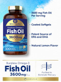 Carlyle Burpless Fish Oil 3600 Mg | 300 Softgels | With Omega-3 Fatty Acids | Lemon Flavor | Non-Gmo, Gluten Free Supplement | By Wild Pacific