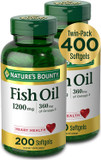Nature'S Bounty Fish Oil, Dietary Supplement With 360Mg Omega-3, Supports Heart Health, 1200Mg, 200 Softgels (Pack Of 2)