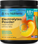 Key Nutrients Multivitamin Electrolytes Powder No Sugar - Tropical Peach Mango Electrolyte Powder - Endurance & Energy Supplement - Hydration Powder - No Calories - 90 Servings - Made In Usa