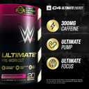 Cellucor C4 Ultimate X Wwe Pre Workout Powder Pomegranate Piledriver - Sugar Free Preworkout Energy Supplement For Men & Women - 300Mg Caffeine + 3.2G Beta Alanine + Patented Creatines - 20 Servings