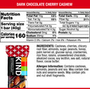 Kind Nut Bars, Dark Chocolate Cherry Cashew, 1.4 Ounce, 60 Count, Gluten Free, Low Glycemic Index, 4G Protein