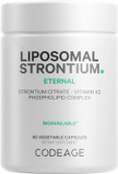Codeage Liposomal Strontium Supplement - Enhanced With Vitamin K2 Mk-7 - Bone & Cardiovascular Health Support - Liposomal For Bioavailability - Non-Gmo, Gluten-Free - 90 Capsules