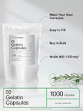 Empty Capsules Size 00 | 1000 Clear Gelatin Capsules | Resealable Bag | Non-Gmo, Gluten Free | By Horbaach