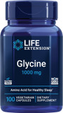 Life Extension Glycine, 1000 Mg, Amino Acid That Promotes Healthy Sleep, Gluten-Free, Non-Gmo, Vegetarian, 100 Capsules