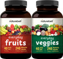 Fruit And Veggies Supplement  480 Total Vegetarian Capsules | Balance Of Natural 40 Whole Fruits & Veggies Blend | Fresh Superfood Formula With Vitamins And Minerals  Non-Gmo