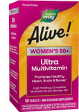 Natureã¢ÂS Way Alive! Womenã¢ÂS 50+ Ultra Potency Complete Multivitamin, High Potency Formula, Promotes Healthy Heart, Brain, Bones*, With Methylated B12, Gluten-Free, 60 Tablets (Packaging May Vary)