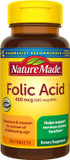 Nature Made Folic Acid 400 Mcg (665 Mcg Dfe), Dietary Supplement For Nervous System Function, 250 Tablets, 250 Day Supply