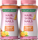 Nature'S Bounty Hair, Skin & Nails With Biotin And Collagen, Citrus-Flavored Gummies Vitamin Supplement, Supports Hair, Skin, And Nail Health For Women, 2500 Mcg, 80 Ct (2 Pack)
