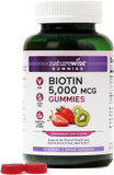 Naturewise Biotin Gummies - Hair, Skin And Nails Supplement - Vitamin B7 5000Mcg Supports Hair And Nail Strength - Strawberry-Kiwi Flavor - Vegan, Non-Gmo, Gluten Free - 60 Count[1-Month Supply]