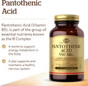 Solgar Pantothenic Acid 550 Mg, 100 Vegetable Capsules - Vitamin B5 - Energy Metabolism, Nervous System Support - Gluten Free, Dairy Free, Kosher - 100 Servings