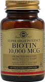 Solgar Biotin 10,000 Mcg, 60 Vegetable Capsules - Energy, Metabolism, Promotes Healthy Skin, Nails & Hair - Super High Potency - Non-Gmo, Vegan, Gluten Free, Dairy Free, Kosher - 60 Servings