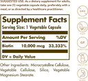 Solgar Biotin 10,000 Mcg, 60 Vegetable Capsules - Energy, Metabolism, Promotes Healthy Skin, Nails & Hair - Super High Potency - Non-Gmo, Vegan, Gluten Free, Dairy Free, Kosher - 60 Servings