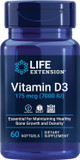 Life Extension Vitamin D3 175 Mcg (7000 Iu), Immune System Support, Bone Health, Brain Performance, Gluten-Free, Non-Gmo, Once Daily, Two-Month Supply, 60 Softgels