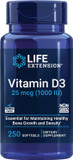 Life Extension Vitamin D3 25 Mcg (1000 Iu)  Supports Bone & Immune Health  Non-Gmo, Gluten-Free  250 Softgels