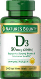 Nature'S Bounty Vitamin D3, Immune And Bone Support, Vitamin Supplement, 2000Iu, 240 Rapid Release Softgels