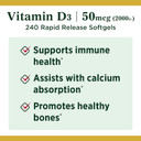 Nature'S Bounty Vitamin D3, Immune And Bone Support, Vitamin Supplement, 2000Iu, 240 Rapid Release Softgels