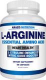 Arazo Nutrition Premium L Arginine - 1340Mg Nitric Oxide Booster With L-Citrulline & Essential Amino Acids For Muscle Gain And Energy - Powerful No Booster To Train Longer & Harder  60 Capsules