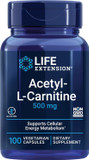 Life Extension Acetyl-L-Carnitine, Acetyl-L-Carnitine, Vitamin C, Brain, Mood & Nerve Health, Cellular Energy, 3-Month Supply, Gluten-Free, Non-Gmo, Vegetarian, 100 Capsules