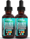 Clean Nutraceuticals Sea Moss Liquid Drops Supplement With Black Seed Oil Ashwagandha Burdock Root & Bladderwrack - Multimineral Organic Non-Gmo Vegan For Gut Heath Skin Immune Support Hair (2)