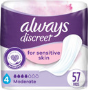 Always Discreet Incontinence Pads For Bladder Leaks Sensitive Skin Pads Moderate Absorbency, 57 Count (Packaging May Vary)