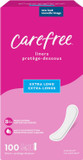 Carefree Panty Liners For Women, Extra Long, Unwrapped, Unscented, 100Ct |Pantiliners, Carefree Liners, Daily Liners For Women, Light Periods And Leaks, 8-Hour Odor Control|100Ct (Packaging May Vary)