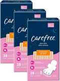 Carefree Ultra Thin Pads For Women, Overnight Pads With Wings, 84Ct (3 Packs Of 28Ct) | Carefree Pads, Feminine Care, Period Pads & Postpartum Pads | 84Ct (3 Packs Of 28Ct)