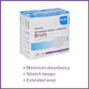 Mckesson Extended Wear Stretch Briefs, Incontinence, Maximum Absorbency, Medium, 14 Count, 4 Packs, 56 Total