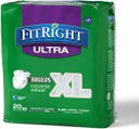 Medline Fitright Ultra Adult Diapers, Disposable Incontinence Briefs With Tabs, Heavy Absorbency, X-Large, 57''-66'', 4 Packs Of 20 (80 Total)