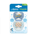 Dr. Brown'S Advantage Baby Pacifier, Fully Symmetrical Soother With Soft Silicone Bulb, 0-6M, Bpa Free, Blue Sunrise, 2 Pack (Style May Vary)