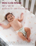 Momcozy Muslin Fitted Mini Crib Sheets, 38''X26'', 2 Pack Soft Breathable Natural Cotton Baby Mattress Sheet, 360° Mattress Wrapping No Slip Boys Girls Neutral Toddler Bed Sheet, Sky Hot Air Balloon