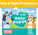 Pampers Easy Ups Boys & Girls Bluey Potty Training Pants - Size 3T-4T, One Month Supply (124 Count), Training Underwear (Packaging May Vary)