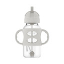 Dr. Brown'S Milestones Wide-Neck Sippy Straw Bottle With 100% Silicone Handles And Weighted Straw, 9 Oz/270 Ml, Gray, 6M+