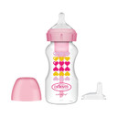 Dr. Brown'S Natural Flow Anti-Colic Options+Wide-Neck Sippy Bottle Starter Kit, 9Oz/270Ml, With Level 3 Medium-Fast Flow Nipple And 100% Silicone Soft Sippy Spout, Pink, 6M+