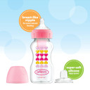 Dr. Brown'S Natural Flow Anti-Colic Options+Wide-Neck Sippy Bottle Starter Kit, 9Oz/270Ml, With Level 3 Medium-Fast Flow Nipple And 100% Silicone Soft Sippy Spout, Pink, 6M+