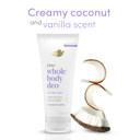 Dove Whole Body Deo Aluminum Free Invisible Cream Deodorant Coconut & Vanilla For 72H Odor Control, 2.5 Oz