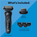 Braun Electric Shaver For Men, Series 5 5120S, Wet & Dry Shave, Turbo Shaving Mode, Foil Shaver, Engineered In Germany, With Beard Trimmer & Attachments, Blue