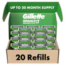 Gillette Mach3 Sensitive Mens Razor Blade Refills, 20 Count, Designed For Sensitive Skin