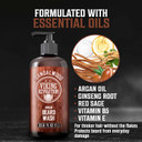 Viking Revolution Sandalwood Beard Wash For Men With Argan Oil - Beard Softener And Strengthener Beard Shampoo With Ginseng, Red Sage, Vitamin B5, Vitamin E - Sandalwood Beard Care (33.8 Fl Oz)