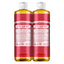 Dr. Bronner'S - Pure-Castile Liquid Soap (Rose, 16 Ounce, 2-Pack) - Made With Organic Oils, 18-In-1 Uses: Face, Body, Hair, Laundry, Pets And Dishes, Concentrated, Vegan, Non-Gmo