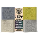 Viking Revolution Natural Soap For Men - Mens Soap Bar With Essential Oils Cold Pressed Bar Soap For Men - Nourishing Soap With Tea Tree, Clary Sage, Peppermint Eucalyptus, Bergamot (4 Pack)