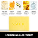 Valitic Brightening Lemon And Turmeric Kojic Acid Soap - Vitamin C, Retinol - Original Japanese Complex With Hyaluronic Acid, Vitamin E, Shea Butter, Castile Olive Oil - 3 Pack And African Net Sponge
