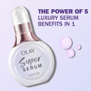Olay Super Serum Trial Size 5-In-1 Lightweight Resurfacing Face Serum, 0.4 Fl Oz, Smoothing Skin Care Treatment With Niacinamide, Vitamin C, Collagen Peptide, Vitamin E, And Aha