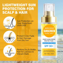 Sunscreen For Hair And Scalp, Premium Spf 30 Hair Sunscreen Spray| Protect From Harmful Uv Rays, Color Fade, And Dryness | Non-Greasy Formula